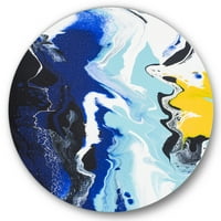 Designart 'Abstract Blue and Yellow Waves' Modern Circle Metal Wall Art-disk of 11