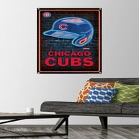 Chicago Cubs - Neonska kaciga zidni poster s pushpinsom, 22.375 34