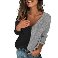 Dadaria ženski vrhovi Dugi rukav tunika dame šavovima V-izrez ličnost modni pulover džemper sive žene