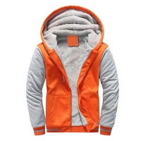 Guvpev muški pulover zimske vježbe Fleece Hoodie Jakne pune zip vunene tople debele jakne - narandžaste