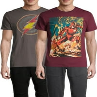 Strip Flash Logo & akcija Shot muške i velike muške grafički T-Shirt, 2-Pack