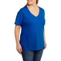 Ženska majica s V izrezom s kratkim rukavom Plus veličine