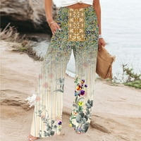 Tuphregyow ženske pantalone visokog struka klirens prozračni novi stil Print na plaži Trendy Flowy elegantan