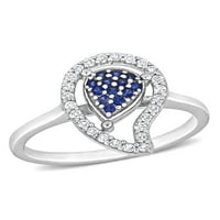 Miabella ženski karat T. G. W. bijeli Topaz i stvorio plavi safir Sterling srebrni otvoreni prsten od