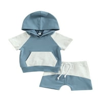 Toddler baby Boys Set za odjeću za patchwork kratkog rukava džep s kapuljačom + kratke hlače