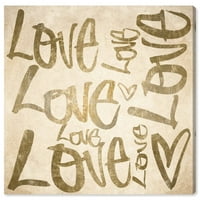 Wynwood Studio tipografija i Citati zid Art platno grafike 'Love Wild' ljubav Citati i izreke-zlato, braon