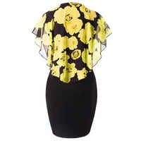 Cuoff odjeća za dame moderan elegantan jednobojni čipkasti šav Žuti 4xl