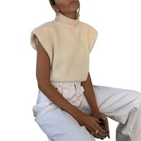 Douhoow ženski džemper prsluk turtleneck bez rukava pleteni tenkovi jesen zimske pletive