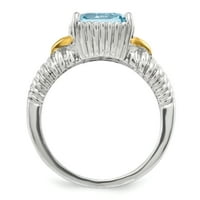 Primal Silver Sterling Silver rodij sa bljeskalicom zlato-ploča svjetlo Švicarski plavi topaz prsten