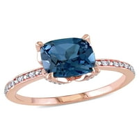 Tangelo 2-karat T. G. W. London-plavi Topaz i dijamantski naglasak 10k zaručnički prsten od ružičastog