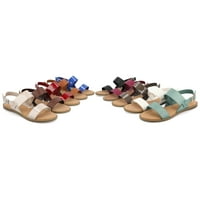 Kolekcija Journee Wemens Široka širina ravne sandale s ravnim sandalama
