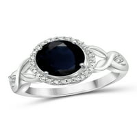 JewelersClub Sapphire Prsten Birthstone Nakit-2. Carat Sapphire 0. Srebrni prsten nakit sa bijelim dijamantskim naglaskom-prstenovi od dragog kamenja sa hipoalergenom 0. Sterling Silver Band