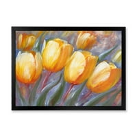 PROIZVODNJAK SAŽETAK ŽUTO Cvjetanje tulipani Tradicionalni uokvireni umjetnički print