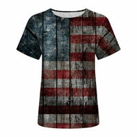 Hinvhai prevelike majice za žene klirens Plus Veličina Dan nezavisnosti ženski vrhovi labava bluza Zastava