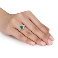 Miabella ženski 1-CT. Kreiran smaragdni, bijeli Topaz i dijamant 14kt koktel prsten od žutog zlata