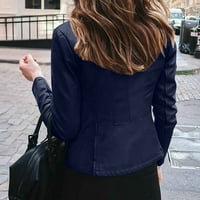 Zpanxa kožna jakna Ženska modna rukavica otvorena prednja kratka kardiganska jakna Čvrsta zip up kaput