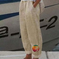 Print labave pantalone za žene klirens Casual pamučne posteljine sa džepovima pantalona