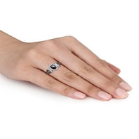 Carat T. W. crno-bijeli dijamant 10kt bijelog zlata otvoreni prsten sa prosutim drškom